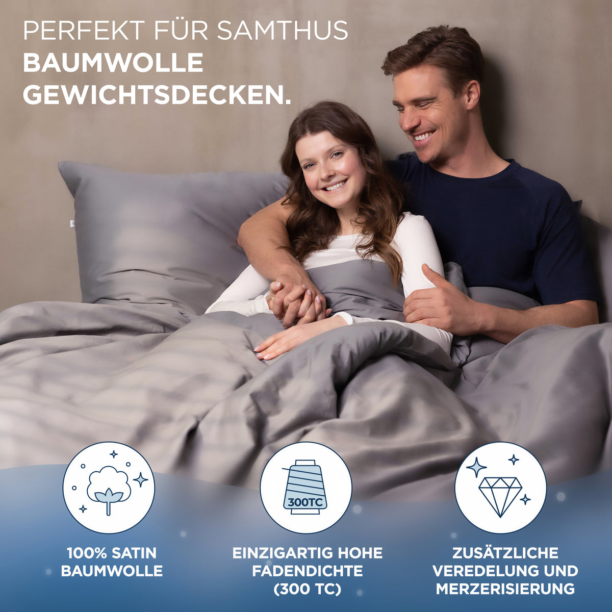 Gewichtsdecken Bettwäsche Baumwollsatin Maia Samthus