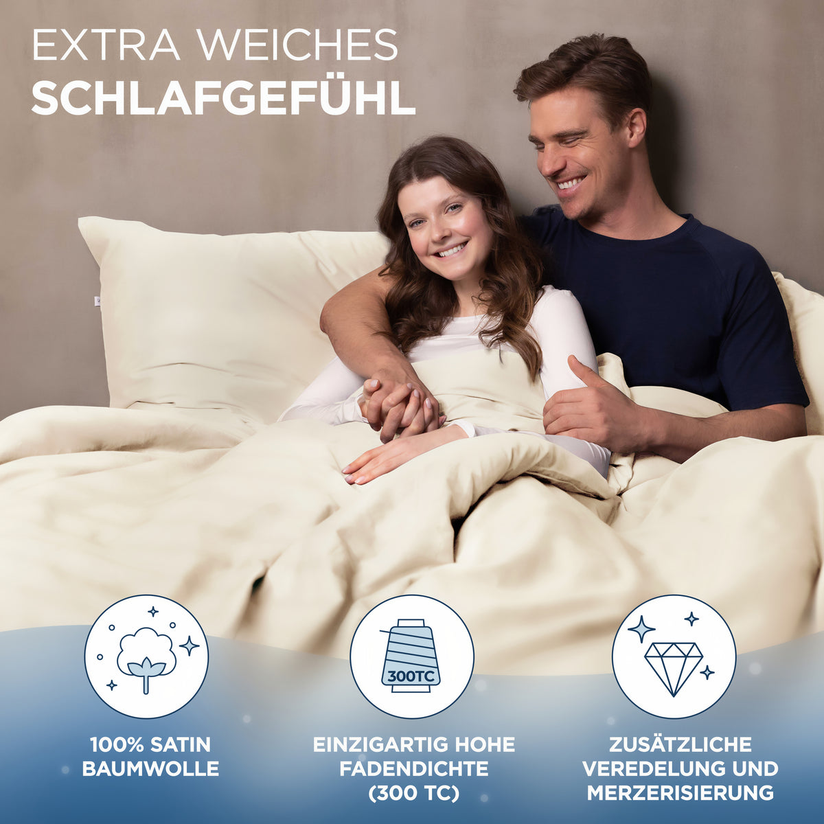 Baumwollsatin Bettwäsche Set Aluna Samthus