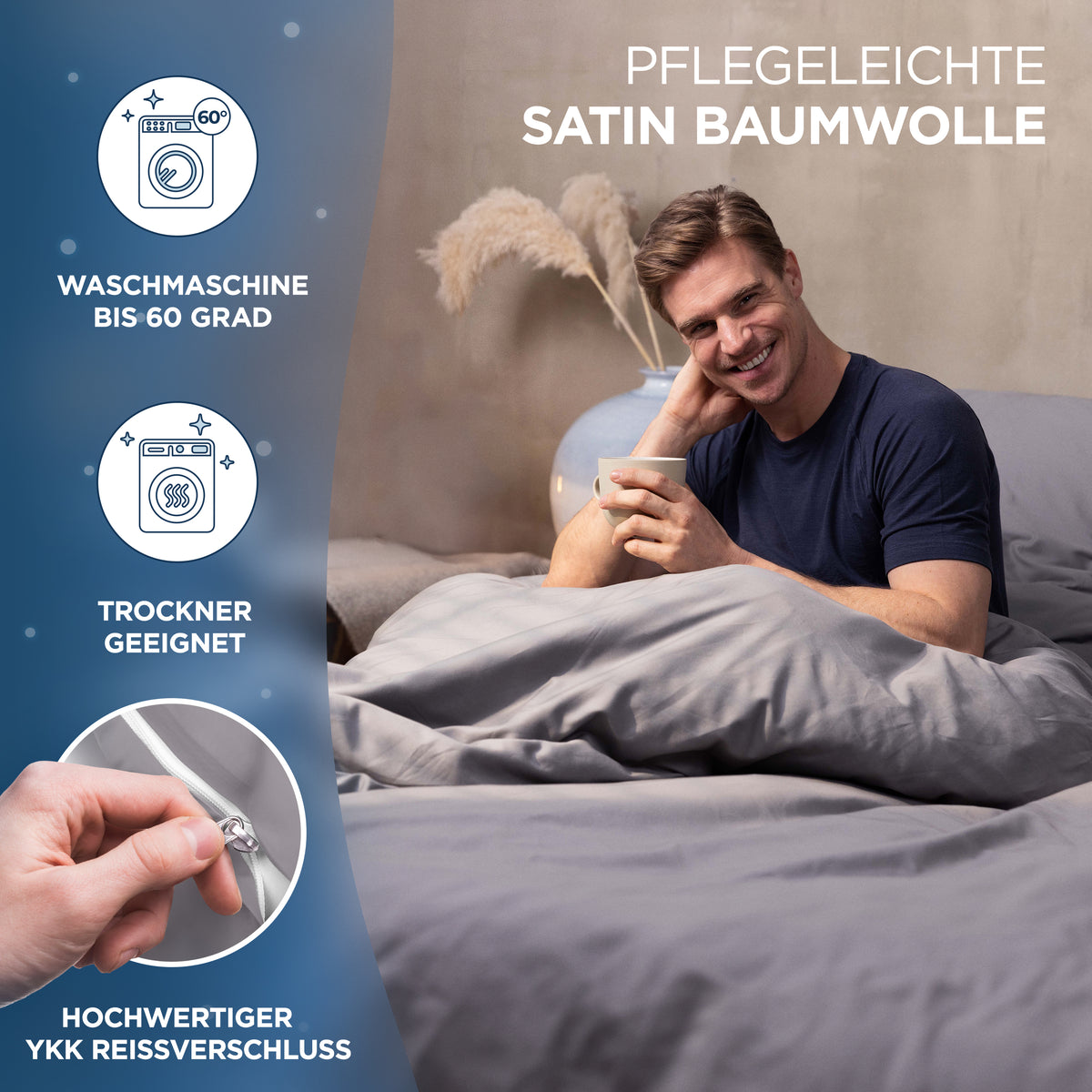 Baumwollsatin Bettwäsche Set Aluna Samthus