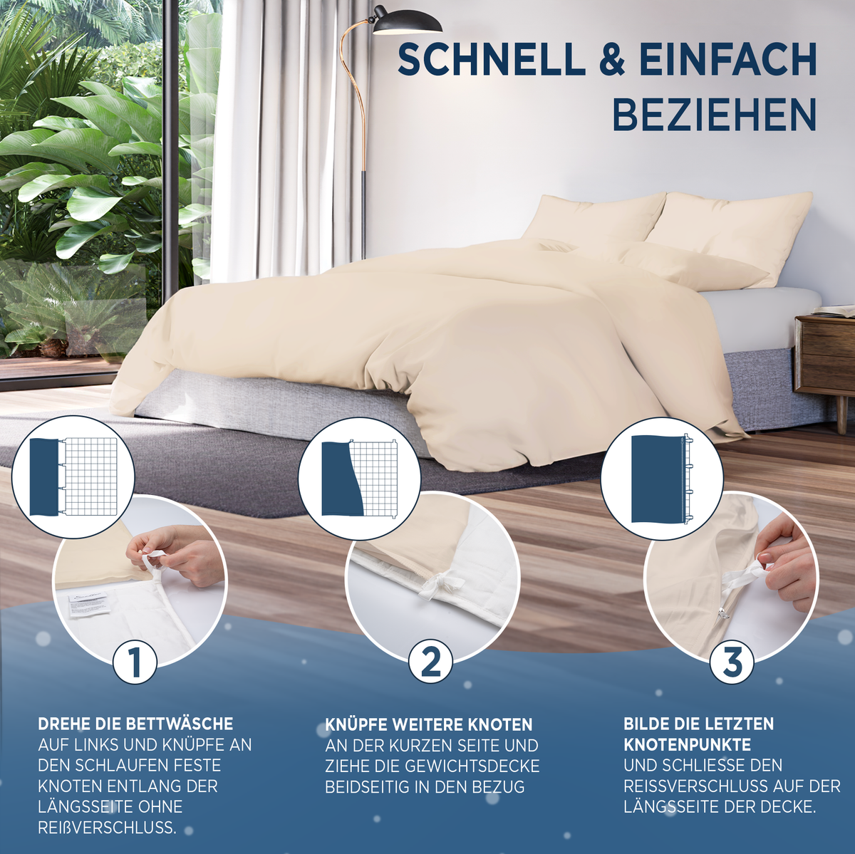Gewichtsdecken Bettwäsche Baumwollsatin Maia Samthus